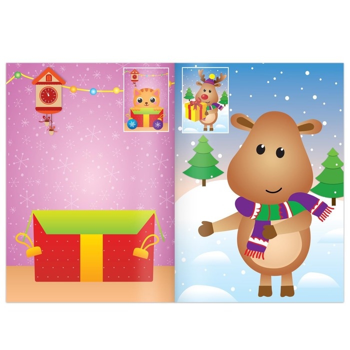 Новогодние аппликации наклейками &laquo;Котёнок&raquo;