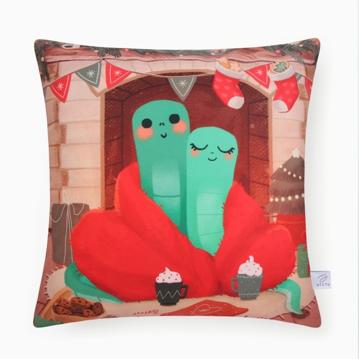 Новый год. Символ года. Змея. Чехол на подушку Этель &laquo;Домашний уют&raquo; 40х40 см, велюр