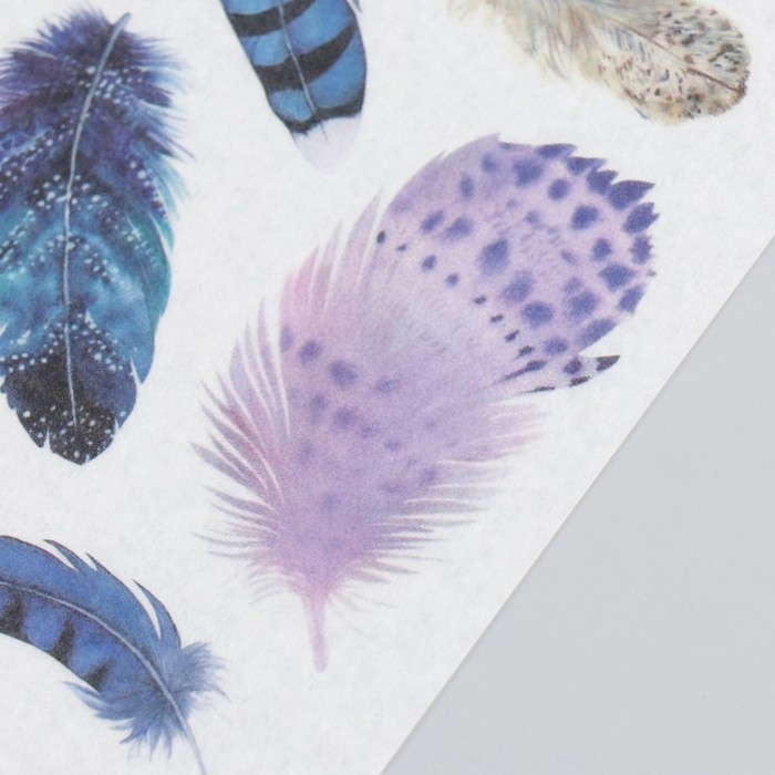 Наклейки для творчества бумага Наклейки для творчества бумага "Пёрышки" набор 3 листа 10х20 см