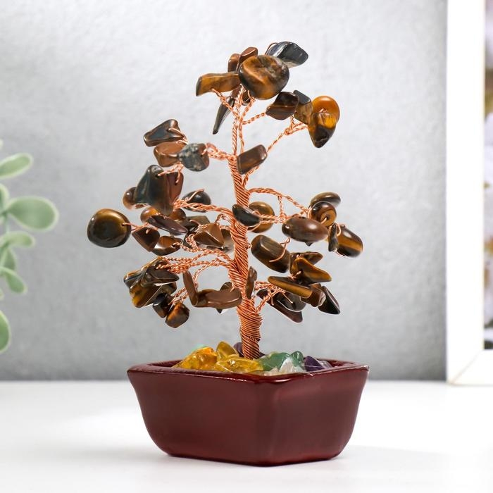 Сувенир бонсай 60 камней Сувенир бонсай 60 камней "Денежное дерево с тигровыми кристаллами" 13х7х5 см