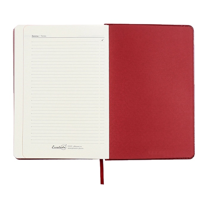 Ежедневник недатированный А5, 160 листов ESCALADA, твердая обложка из искусственной кожи, перфорация, блинтовое тиснение, ляссе, кремовый блок 70г/м2, красный