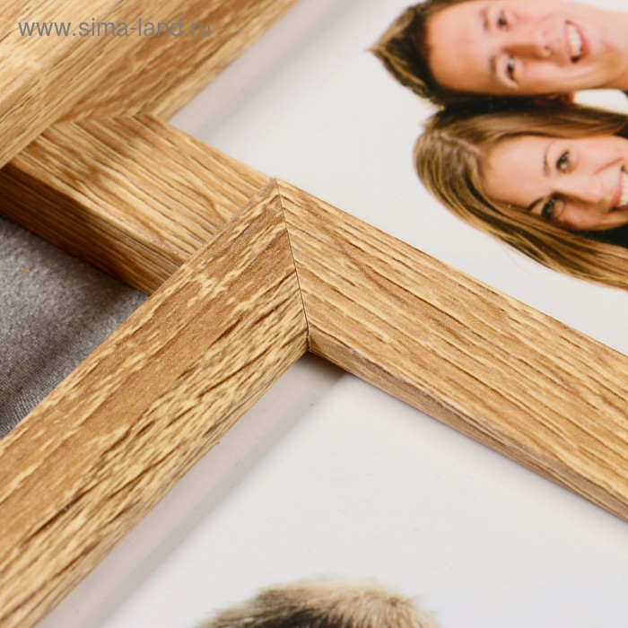 Фоторамка пластик на 4 фото 10х15 см Фоторамка пластик на 4 фото 10х15 см "Простые линии. Цвет натурального дерева" 31х31 см