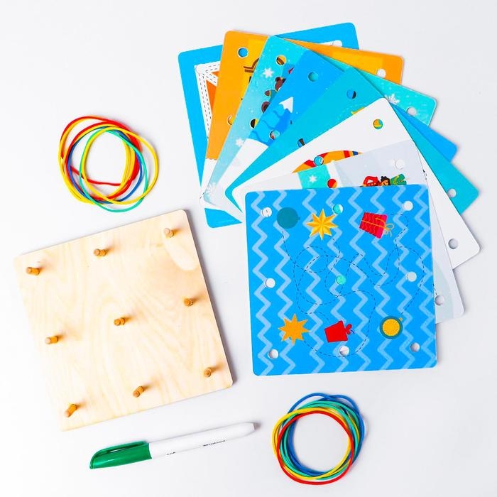 Геоборд + карточки &laquo;Пиши-стирай&raquo;, Весёлого Нового года