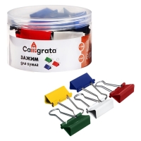 Набор зажимов для бумаг цветных 41мм, 24 штук, 5 цветов, в пластиковой тубе Набор зажимов для бумаг цветных 41мм, 24 штук, 5 цветов, в пластиковой тубе