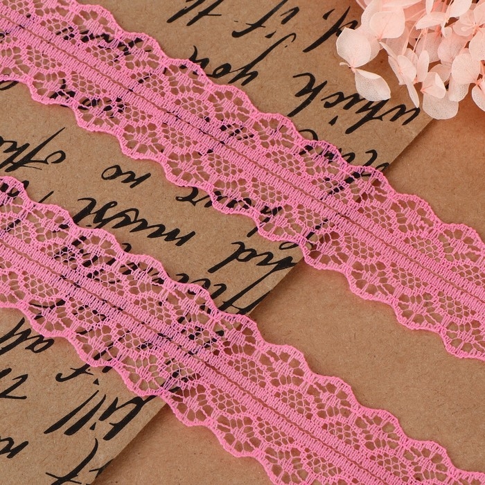 Кружево капроновое, 30 мм &times; 10 &plusmn; 1 м, цвет розовый