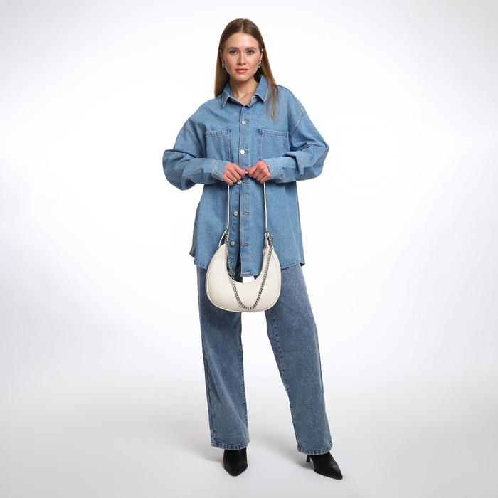 Сумка женская хобо на молнии TEXTURA, средний размер, цвет молочный Сумка женская хобо на молнии TEXTURA, средний размер, цвет молочный