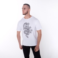 Футболка мужская &laquo;Дракон&raquo;, цвет белый/принт чёрный, размер 48