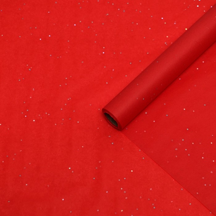 Бумага упаковочная тишью, Бумага упаковочная тишью, "Конфетти", красная, 50см х 10 м