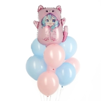 Набор воздушных шаров &laquo;Аниме-кошечка&raquo;, фольга, латекс, 9 шт.