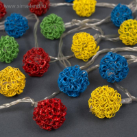 Гирлянда &laquo;Нить&raquo; 4 м с насадками &laquo;Шарик проволока&raquo;, IP20, прозрачная нить, 20 LED, свечение мульти, 8 режимов, 220 В