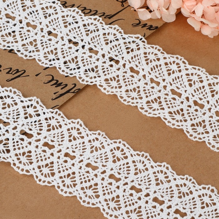 Кружево вязаное, 45 мм &times; 10 &plusmn; 1 м, цвет белый