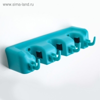 Держатель для уборочного инвентаря с крючками, 26&times;6&times;9 см, цвет МИКС