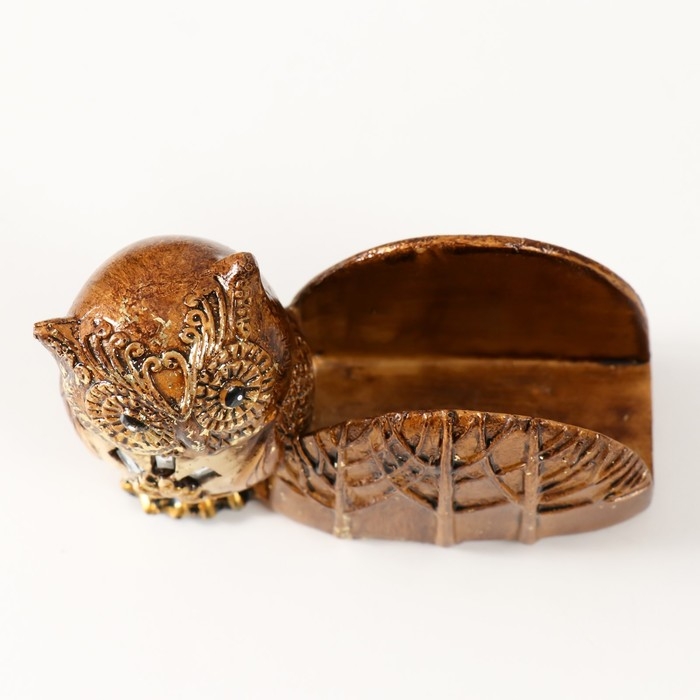 Сувенир полистоун визитница "Совушка в лесу" 10,5х4,5х7,5 см