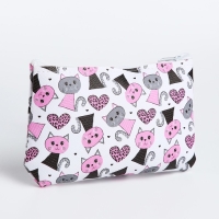 Косметичка на молнии, цвет белый/розовый Косметичка на молнии, цвет белый/розовый