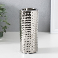 Подсвечник керамика на 1 свечу "Капли воды" d=4 см серебро 6,5х6,5х14,5 см