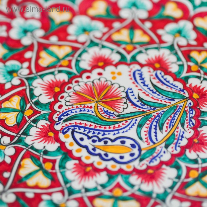 Ляган Риштанская Керамика Ляган Риштанская Керамика "Узоры", 33 см, квадратный, красный