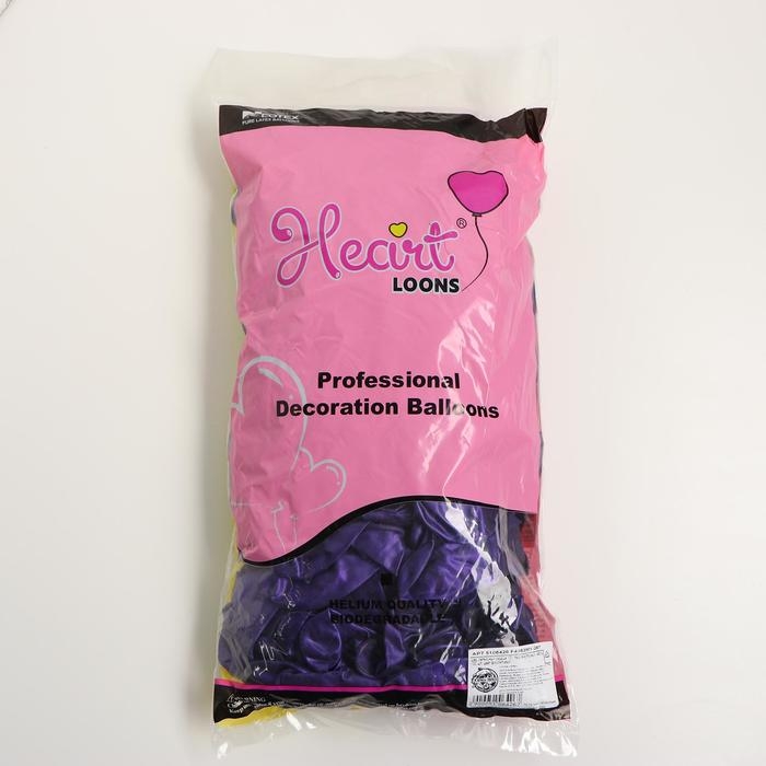 Шар латексный сердце 12", перламутровый, набор 100 шт., цвет фиолетовый