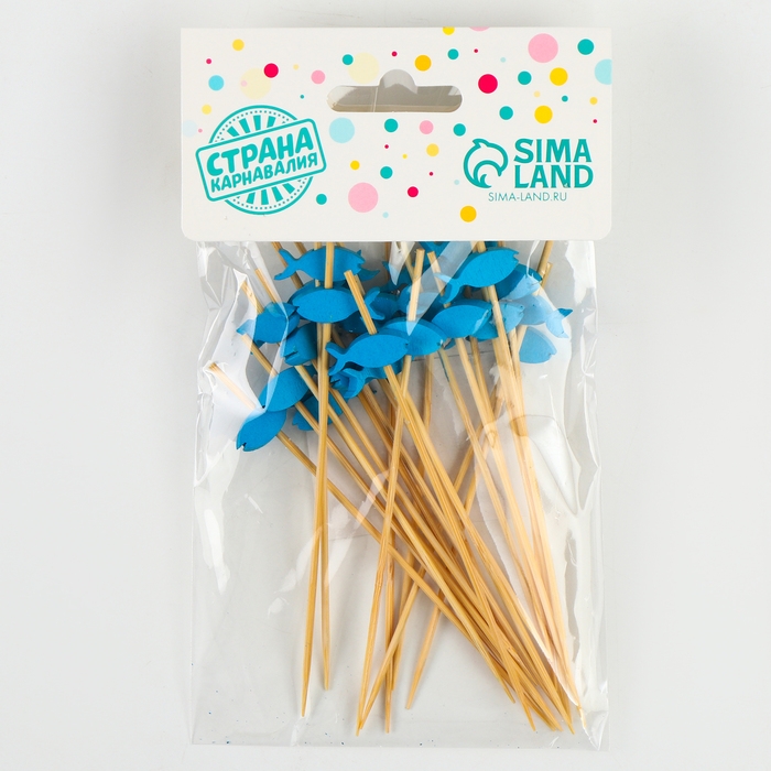 Шпажки для канапе &laquo;Рыбки&raquo; набор 24 шт., цвет синий