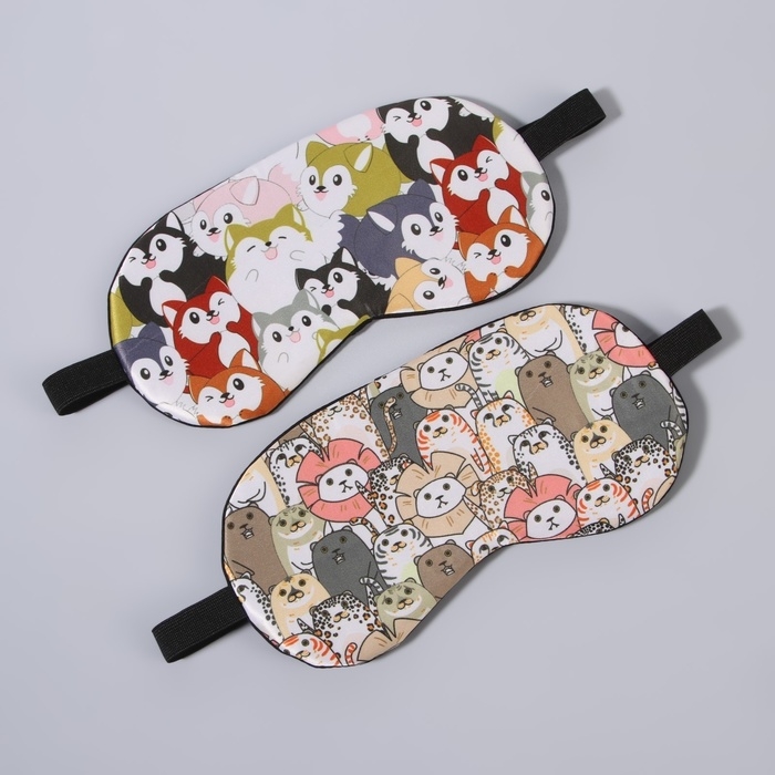 Маска для сна «ЗВЕРУШКИ», 19,5 × 9,5 см, резинка одинарная, цвет МИКС Маска для сна «ЗВЕРУШКИ», 19,5 × 9,5 см, резинка одинарная, цвет МИКС
