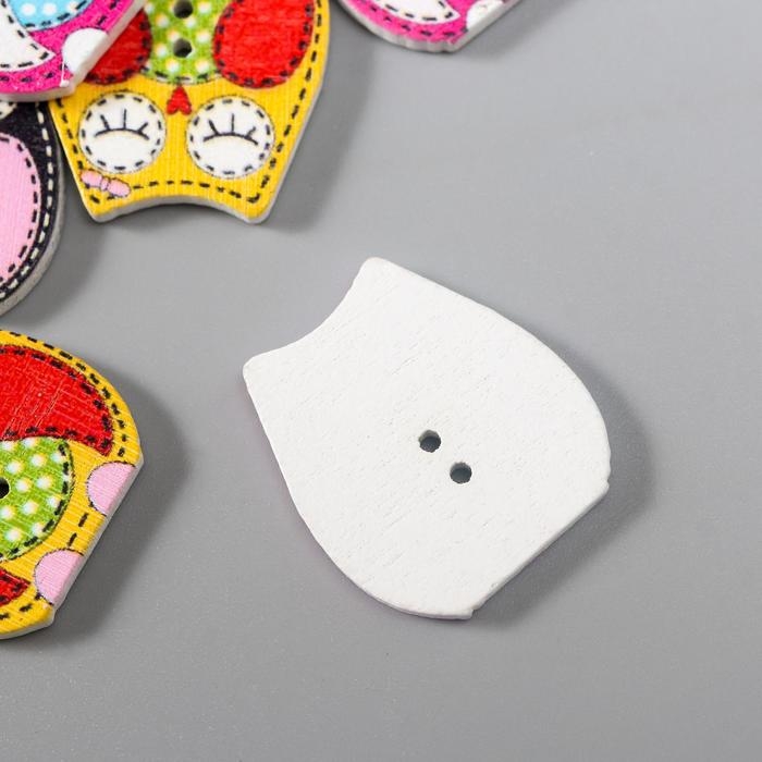 Набор пуговиц декоративных дерево "Спящая сова" (набор 12 шт) 2,3х2,5 см