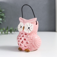 Подсвечник керамика на 1 свечу "Очковая сова" с ручкой 9,5х6,5х7 см МИКС