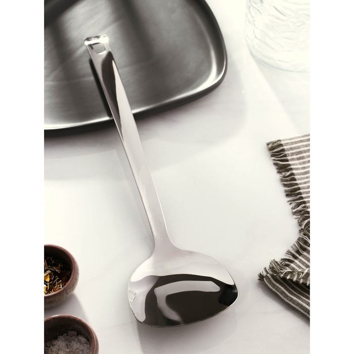 Ложка гарнирная из нержавеющей стали Доляна Everyday, 37&times;9,5 см, толщина 3 мм, цвет серебряный