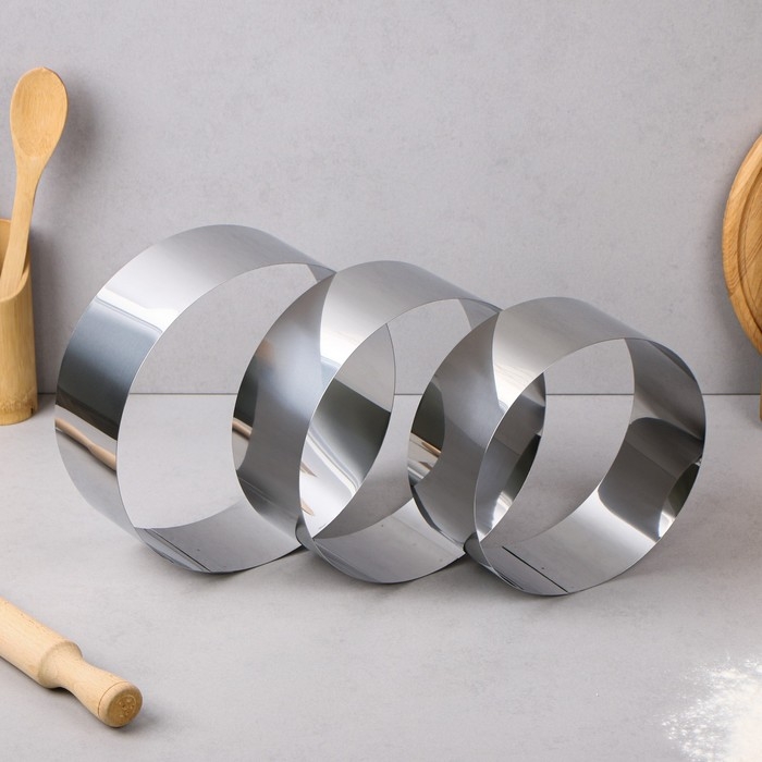 Набор форм для выпечки и выкладки &laquo;Круг&raquo;, d=20 см, 22 см, 24 см, h= 8.5 см, 3 шт