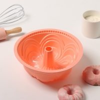 Форма для выпечки Доляна &laquo;Немецкий кекс. Торжество&raquo;, силикон, 22,5&times;8 см, внутренний диаметр 20 см, цвет персиковый