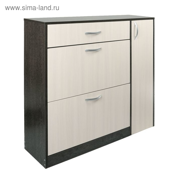 Обувница с дверью, 1060х280х960, Венге темный/Венге светлый