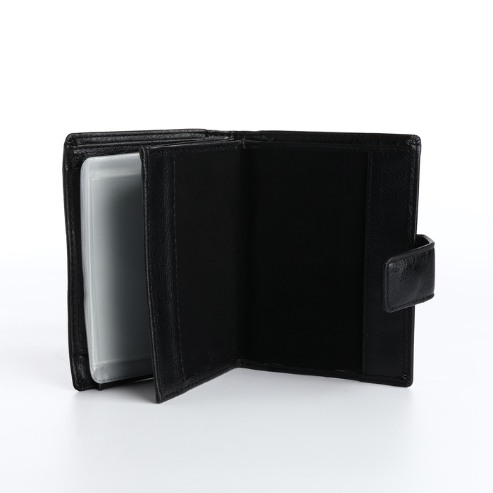 Портмоне мужское на магните 3 в 1, отдел для автодокументов, паспорта, цвет чёрный Портмоне мужское на магните 3 в 1, отдел для автодокументов, паспорта, цвет чёрный