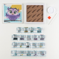 Алмазная мозаика для детей на раме с полным заполнением разнымии стразами &laquo;Совушка&raquo;, 15 х 15 см