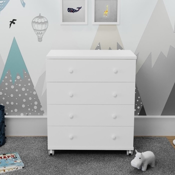 Комод пеленальный детский ИНКАНТО 800/4, 80х45х94 см., 4 ящика, цвет белый