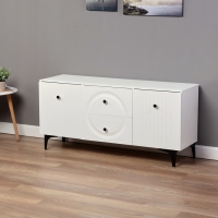 Тумба под ТВ Валенсия 16.45, 1331х383х637, цвет белый / белый МДФ