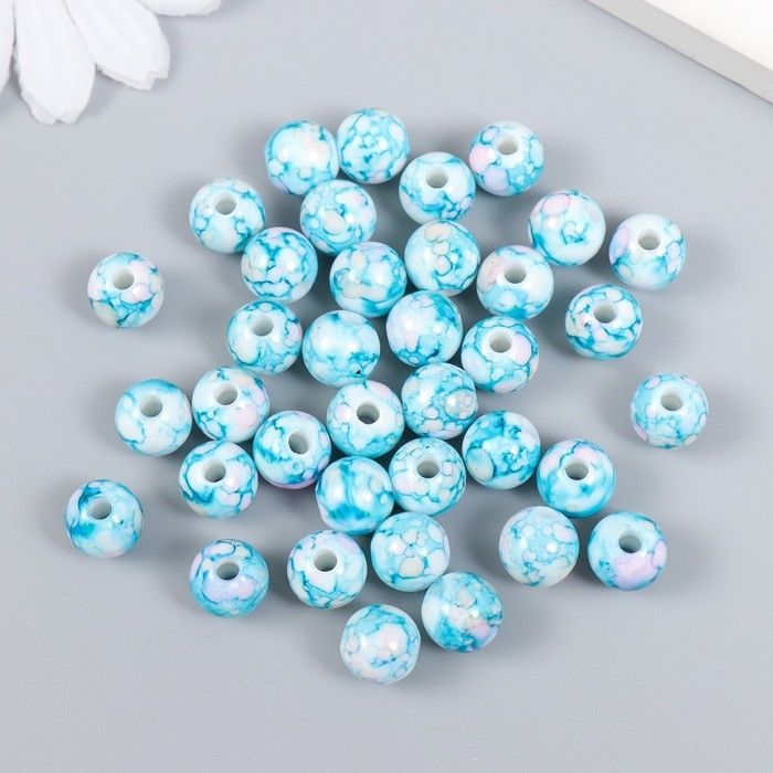 Бусины для творчества пластик "Шарики шамот голубой" набор 20 гр d=1 см