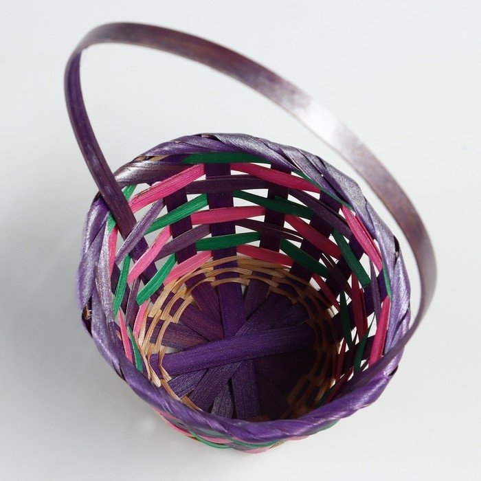 Корзина плетеная, D13 x H9/32 см, разноцветная, бамбук