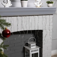 Умная гирлянда «Бахрома» 2 × 0.4 м роса, IP20, серебристая нить, 99 LED, пульт ДУ, приложение, свечение RGB, USB Умная гирлянда «Бахрома» 2 × 0.4 м роса, IP20, серебристая нить, 99 LED, пульт ДУ, приложение, свечение RGB, USB