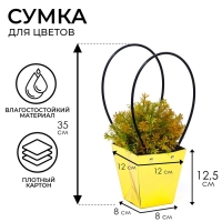 Сумка для цветов &laquo;Золото&raquo;, влагостойкая, 12 x 12 - 8 x 8 - 12,5 см