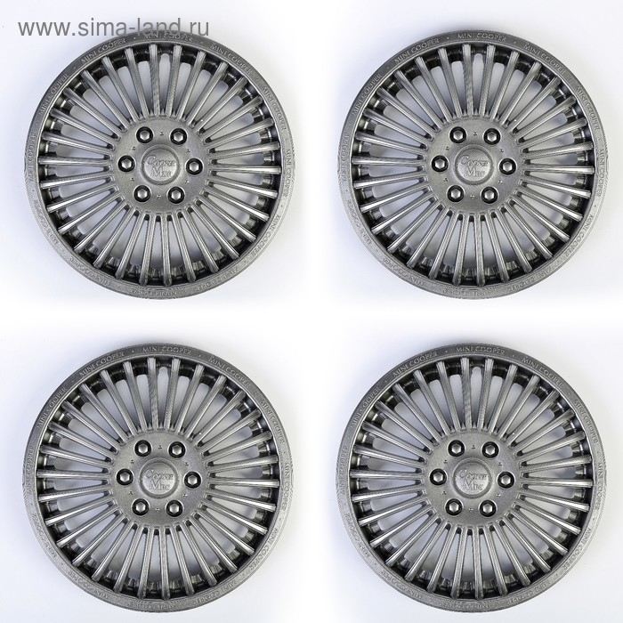 Колпаки колесные R14 Колпаки колесные R14 "МИНИ-КУПЕР", серебристый, набор 4 шт