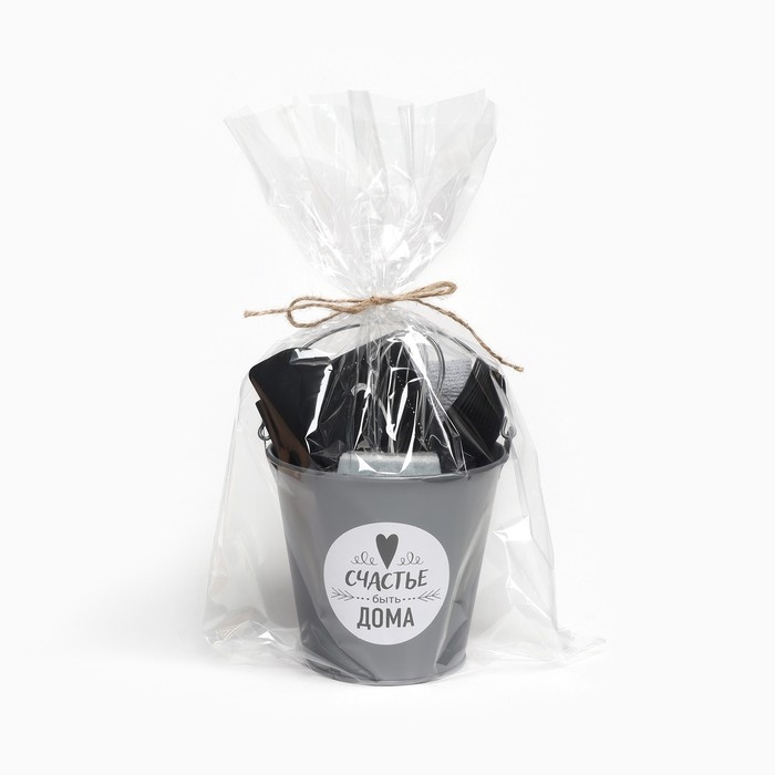 Набор подарочный &laquo;Милый дом&raquo;: ведро, полотенце 35х60, лопатка, кисть, венчик,губка