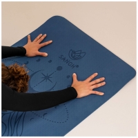 Коврик для йоги Sangh, 183х61х0,6 см, цвет синий Коврик для йоги Sangh, 183х61х0,6 см, цвет синий