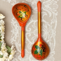 Ложка полубаская «Традиционная», золото, 19×6 см, хохлома Ложка полубаская «Традиционная», золото, 19×6 см, хохлома