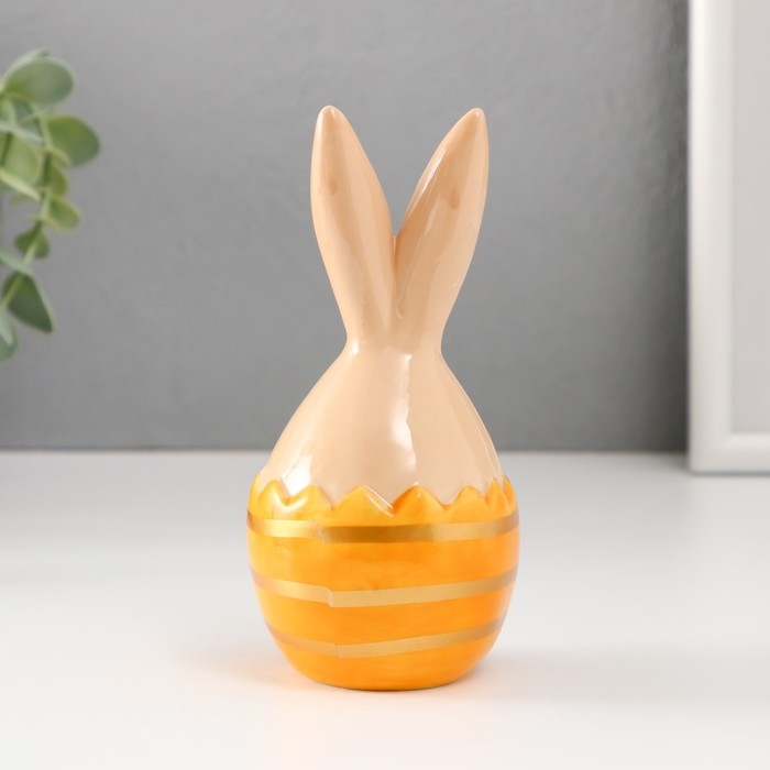 Сувенир керамика Сувенир керамика "Кролик в яйце с полосками" бежево-жёлтый 6,6х6,5х14,3 см