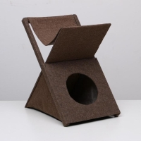 Домик для кошек с когтеточкой "Икс", раскладной с гамаком, ковролин, микс цветов Домик для кошек с когтеточкой "Икс", раскладной с гамаком, ковролин, микс цветов
