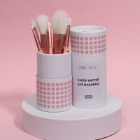 Набор кистей для макияжа &laquo;MAKEUP&raquo;, 7 предметов, в тубе, цвет розовый