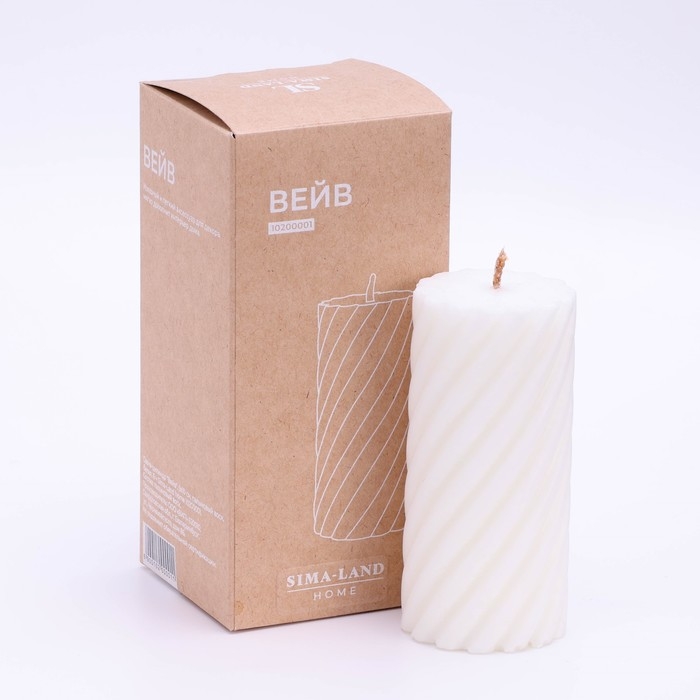 Свеча-цилиндр Свеча-цилиндр "Спираль",5х10 см, пальмовый воск, белая, 6 ч SimaHome