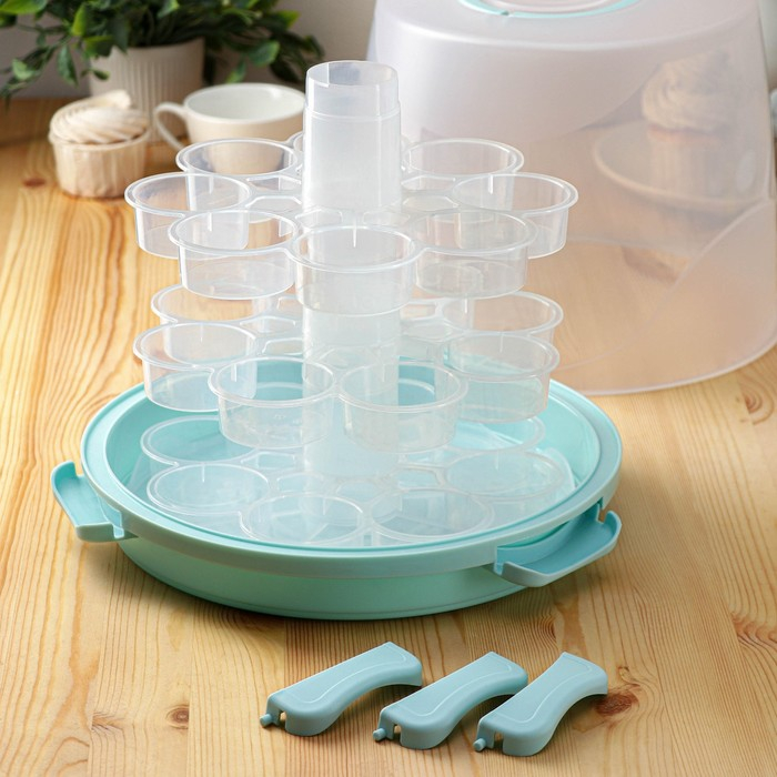 Тортовница с крышкой, 29&times;24 см, 24 ячейки, переносная, цвет МИКС