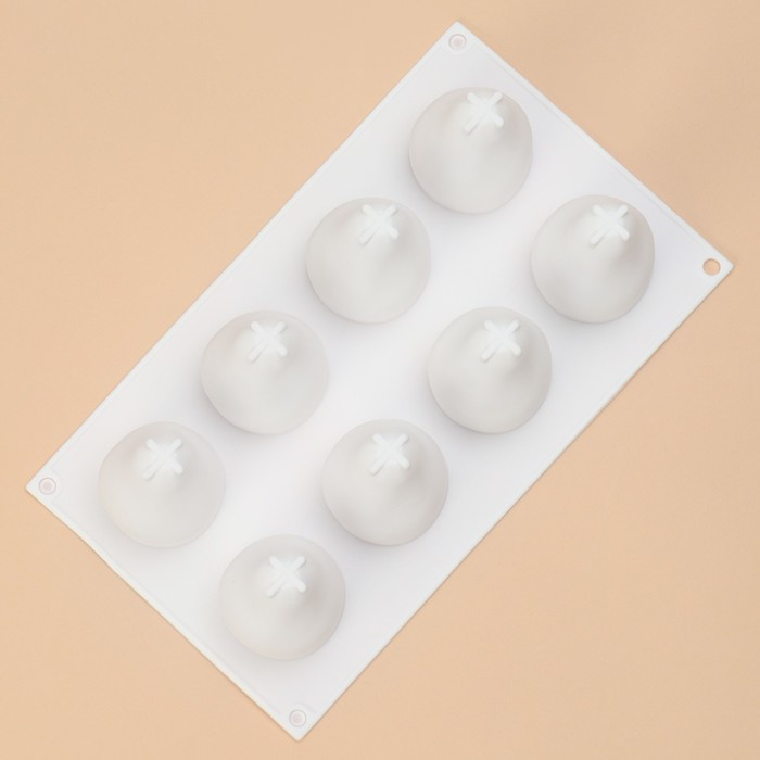 Форма для муссовых десертов и выпечки Доляна «Груша», силикон, 29,3×17,2×6,5 см, 8 ячеек (d=5,5 см), цвет белый Форма для муссовых десертов и выпечки Доляна «Груша», силикон, 29,3×17,2×6,5 см, 8 ячеек (d=5,5 см), цвет белый