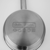 Ковш из нержавеющей стали Доляна «Гретте», 1,5 л, d=16 см, с крышкой, металлическая ручка, индукция Ковш из нержавеющей стали Доляна «Гретте», 1,5 л, d=16 см, с крышкой, металлическая ручка, индукция