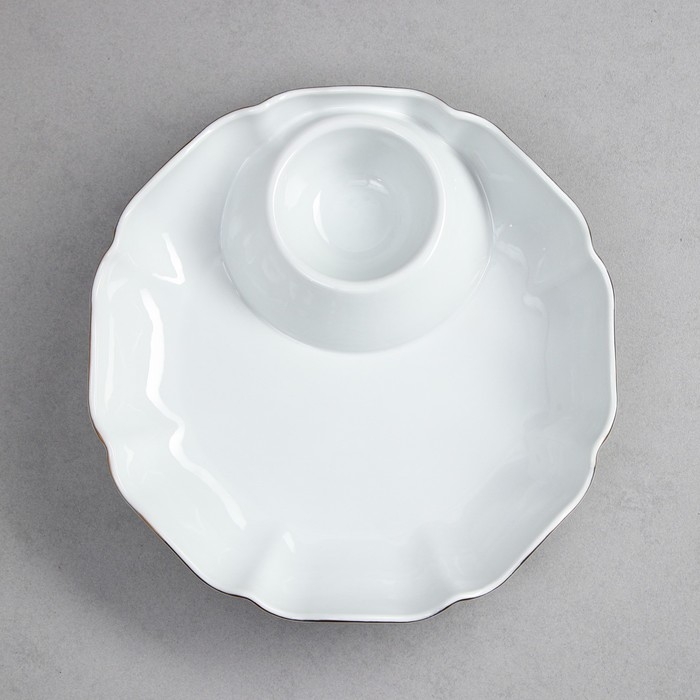 Блюдо для закусок, 2 л, золотая обводка, фарфор, Иран Блюдо для закусок, 2 л, золотая обводка, фарфор, Иран