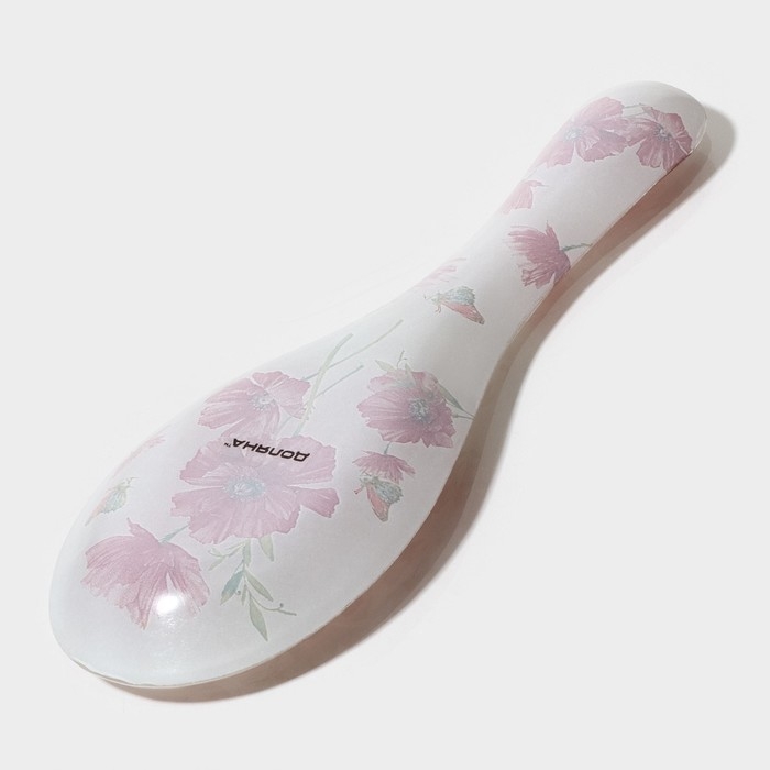 Подставка стеклянная под ложку Доляна &laquo;Красные маки&raquo;, 23,5&times;8,3&times;1,5 см